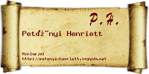 Petényi Henriett névjegykártya